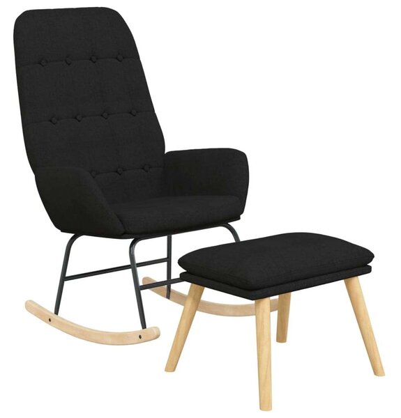 Hintaszék Lábtartóval - Fekete Szövet