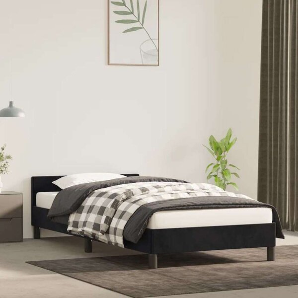 VidaXL fekete bársony ágykeret fejtámlával 100x200 cm