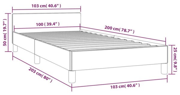 VidaXL fekete bársony ágykeret fejtámlával 100x200 cm