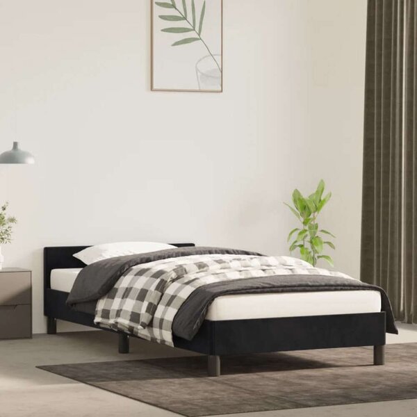 VidaXL fekete bársony ágykeret fejtámlával 100x200 cm