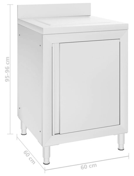 VidaXL Konyhai Szekrény - Rozsdamentes Acél - 60x60x96cm