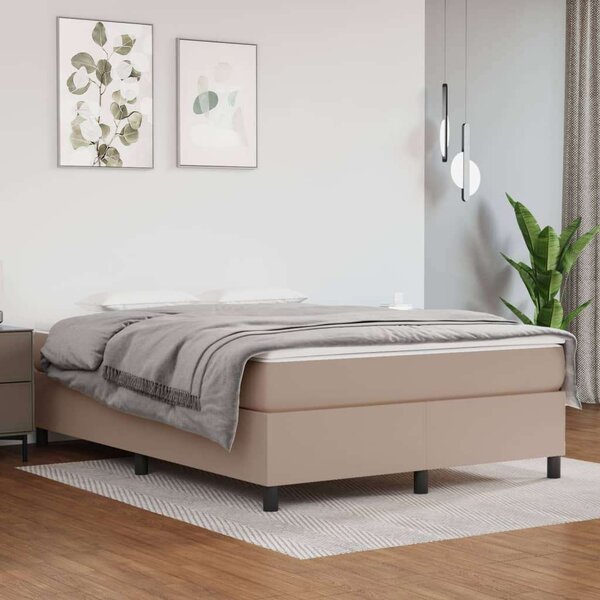 VidaXL Ágy Matraccal - Műbőr - Cappuccino - 140x190 cm