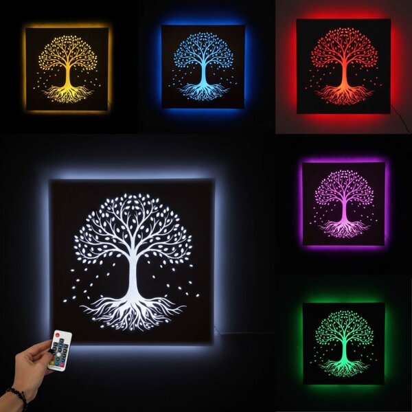 LED fa kép - Életfa RGB háttérvilágítással - KLARMA