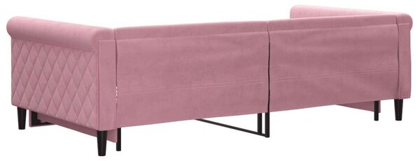 VidaXL rózsaszín kihúzható bársonyheverő 100 x 200 cm