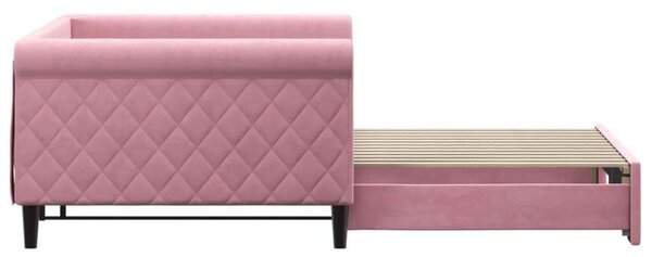 VidaXL rózsaszín kihúzható bársonyheverő 100 x 200 cm