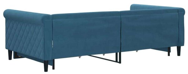 VidaXL kék kihúzható bársony heverő fiókkal 100 x 200 cm