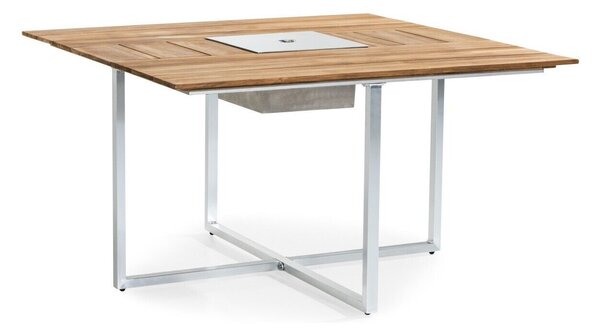 Kerti asztal deNoord 219 75x140cm, Fényes fa, Fehér, Fém