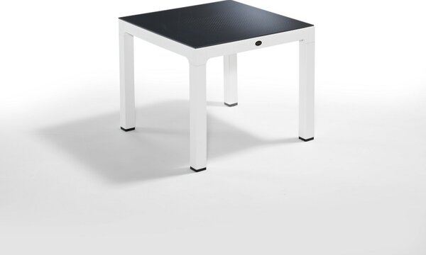 Wood 90 Famintázatú Re-műanyag Asztal Fehér Üveg Asztallap