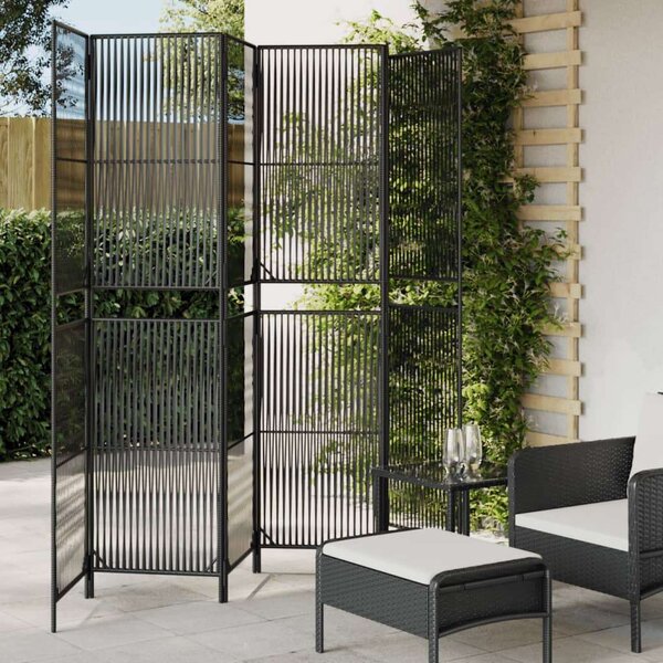 VidaXL Polyrattan Térelválasztó - Fekete - 6 Panel - 294x200cm