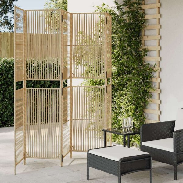5-Paneles Polyrattan Térelválasztó - Bézs - 245x200cm