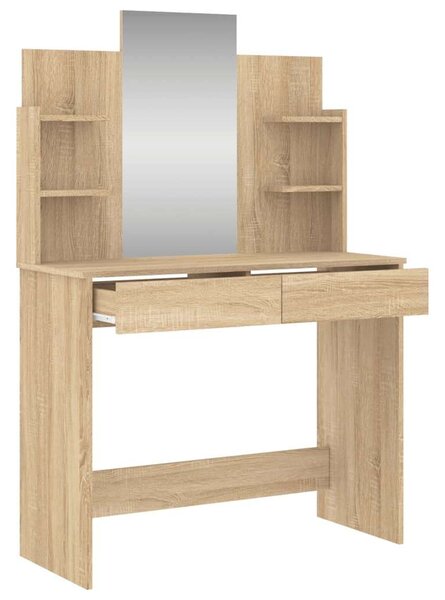 VidaXL Sminkasztal Tükörrel - Sonoma Tölgy - 96x39x142 cm