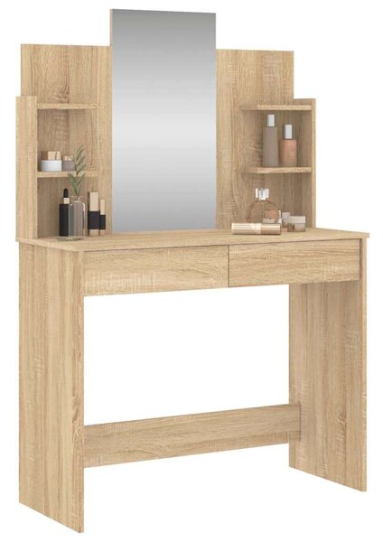VidaXL Sminkasztal Tükörrel - Sonoma Tölgy - 96x39x142 cm