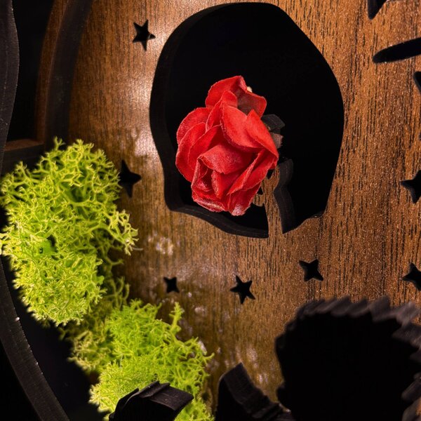 LED dekoráció Kis herceg repülőgéppel | Wenge diófa