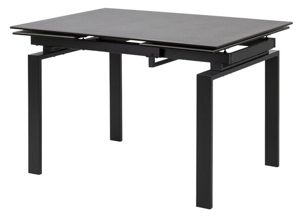 Asztal Oakland 390, Fekete, 76x85x120cm, Hosszabbíthatóság, Edzett üveg, Kerámia, Fém