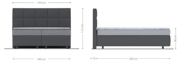 DELIFE Boxspring ágy Dream-Fine 140x200 cm mikroszálas bézs matraccal és topperrel