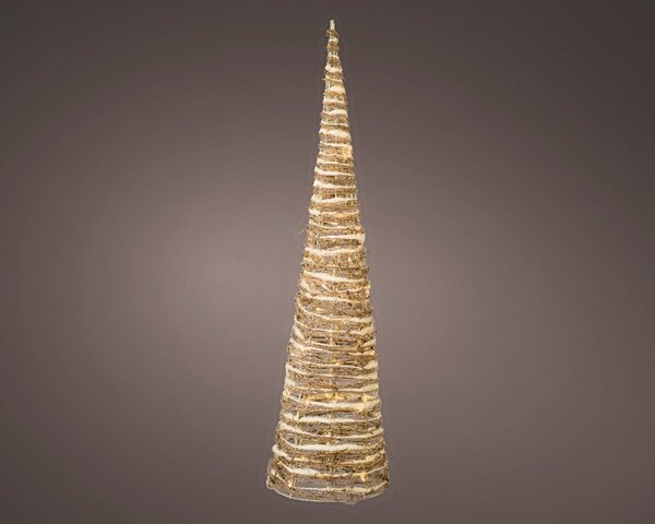 Prémium LED rattan piramis, havas 60 cm