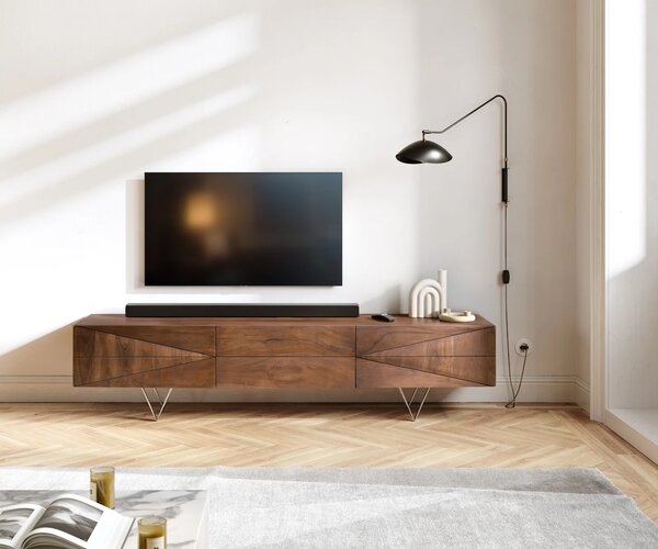 DELIFE Design TV szekrény Wyatt 175 cm akác barna 1 billenő ajtó