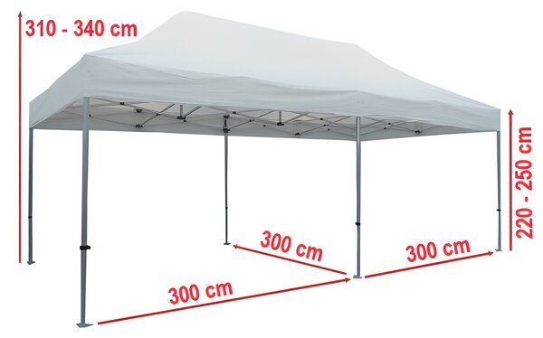 Partisátor ollós 3x6m ALU Prémium – 4 oldalfal szín piros