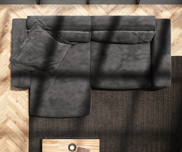 DELIFE Sarokkanapé Sirpio XL 270x170 cm mikroszálas fekete rekamié változtatható