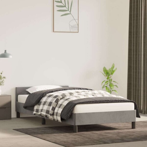 VidaXL világosszürke bársony ágykeret fejtámlával 100x200 cm