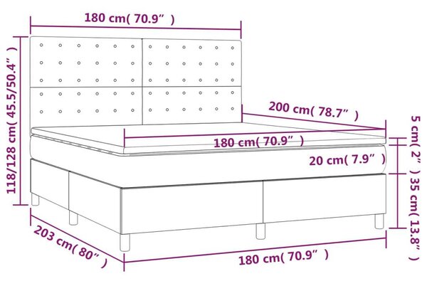 VidaXL sötétbarna szövet rugós ágy matraccal 180 x 200 cm