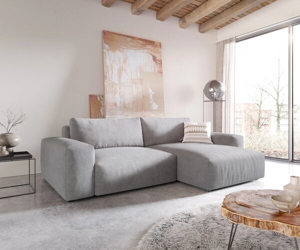 DELIFE Sarokkanapé Lanzo XL 270x180 cm mikroszálas szürke változtatható rekamié