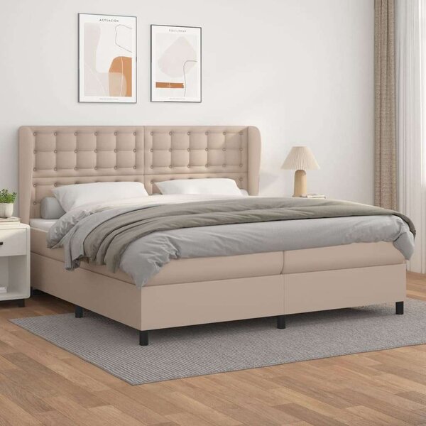 VidaXL cappuccino színű műbőr rugós ágy matraccal 200 x 200 cm