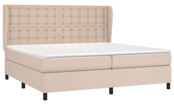 VidaXL cappuccino színű műbőr rugós ágy matraccal 200 x 200 cm