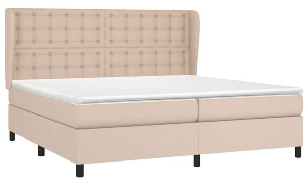 VidaXL cappuccino színű műbőr rugós ágy matraccal 200 x 200 cm