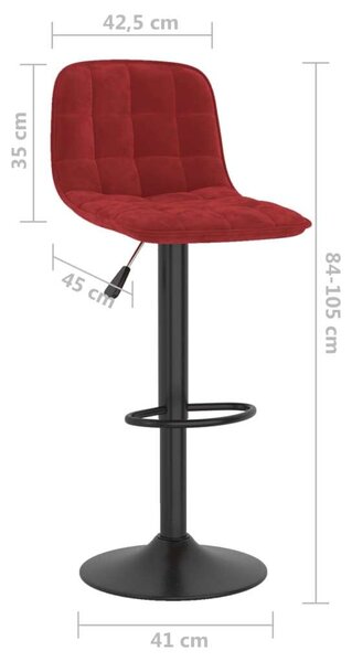 VidaXL Bársonybárszék - 2 db - Bordó