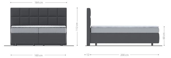 DELIFE Boxspring ágy Dream-Fine 160x200 cm mikroszálas bézs zsákrugós matraccal és visco topperrel