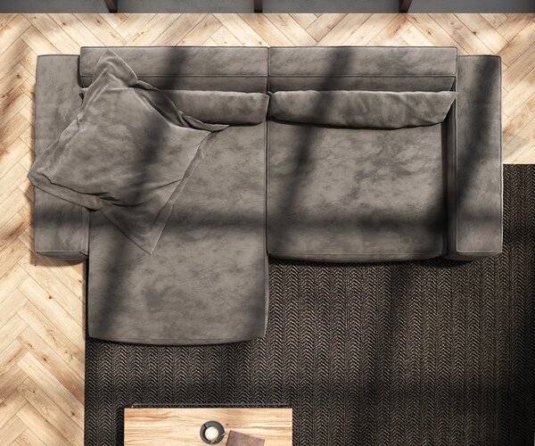 DELIFE Sarokkanapé Sirpio XL 270x170 cm mikroszálas khaki-barna rekamié változtatható