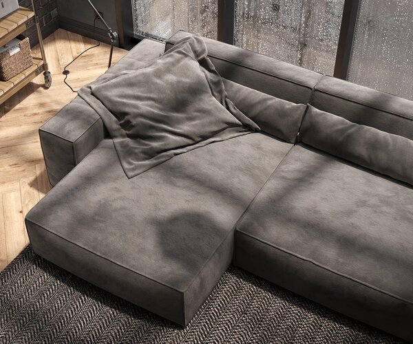 DELIFE Sarokkanapé Sirpio XL 270x170 cm mikroszálas khaki-barna rekamié változtatható