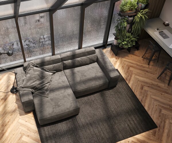 DELIFE Sarokkanapé Sirpio XL 270x170 cm mikroszálas khaki-barna rekamié változtatható