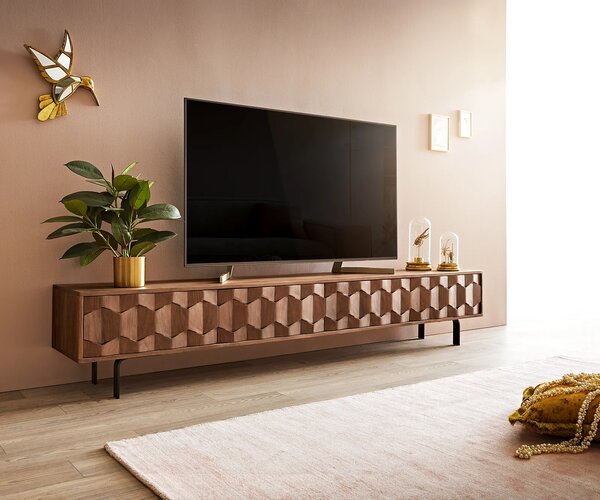 DELIFE TV szekrény Fevo 220 cm akác barna 4 ajtós L-láb