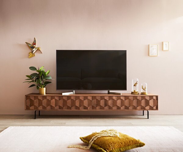 DELIFE TV szekrény Fevo 220 cm akác barna 4 ajtós L-láb