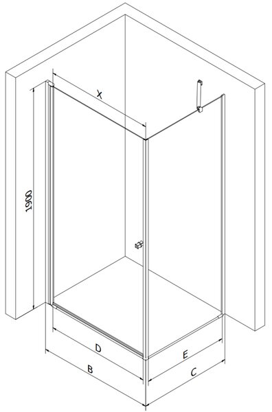 Mexen Pretoria zuhanykabin nyíló 70 x 70 cm, átlátszó, króm + Flat zuhanytálca - 852-070-070-01-00-4010