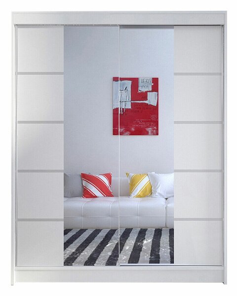 Gardróbszekrény Closico Vastor V, Laminált forgácslap, 200x150x58cm, Fehér