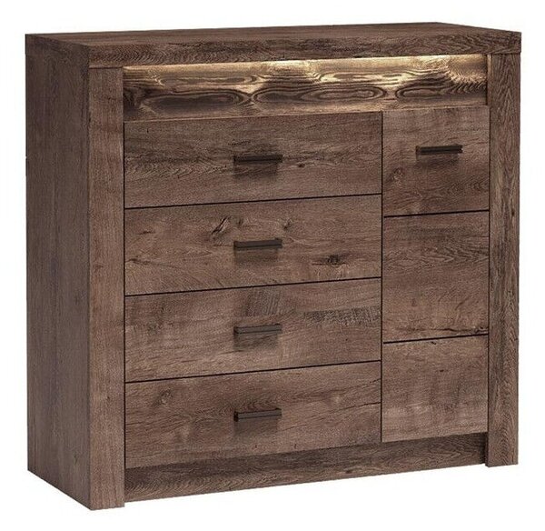 Komód Serfeno 115, Laminált forgácslap, 104x109x42cm, Sötét hamuszürke