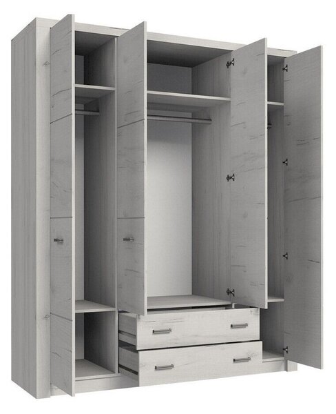 Gardróbszekrény Serfeno 116, Laminált forgácslap, 214x178x58cm, Sötét hamuszürke