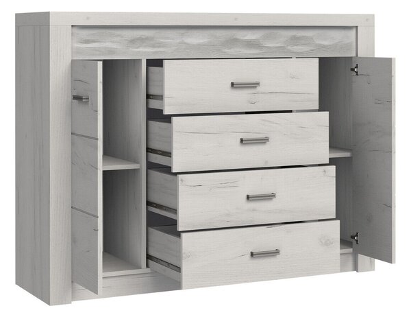 Komód Serfeno 104, Laminált forgácslap, 104x137x42cm, Sötét hamuszürke