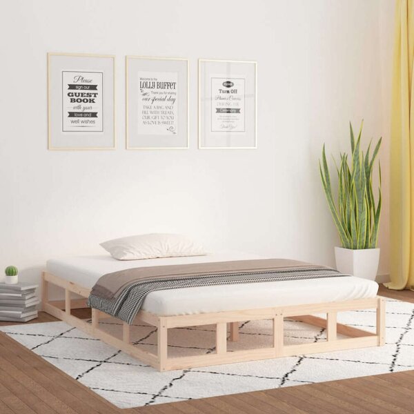 VidaXL tömör fa ágykeret 135 x 190 cm (4FT6 Double)
