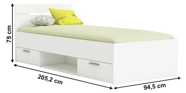 Egyszemélyes ágy 90 cm Michigin (fehér) (matrac és ágyrács nélkül)