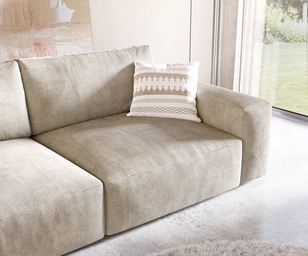 DELIFE Nagy kanapé Lanzo XL 270x130 cm kordbársony bézs