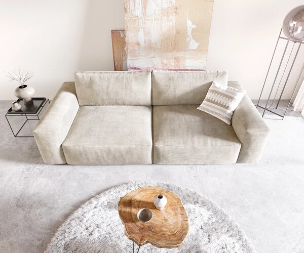DELIFE Nagy kanapé Lanzo XL 270x130 cm kordbársony bézs