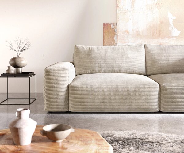 DELIFE Nagy kanapé Lanzo XL 270x130 cm kordbársony bézs