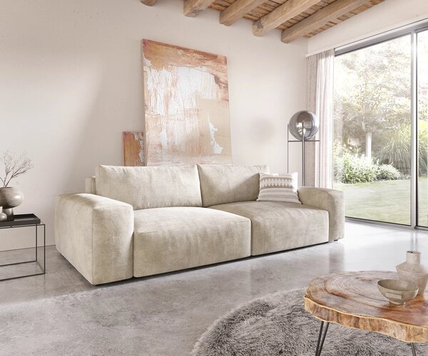 DELIFE Nagy kanapé Lanzo XL 270x130 cm kordbársony bézs