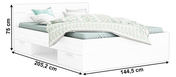 Franciaágy 140 cm Michigin (fehér) (matrac és ágyrács nélkül)