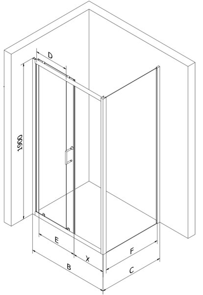 Mexen Apia tolóajtós zuhanykabin 100 x 70 cm, fehér csíkok, króm + Flat zuhanytálca - 840-100-070-01-20-4010