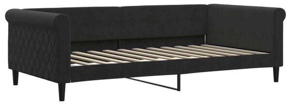 VidaXL fekete kihúzható bársony heverő fiókkal 100 x 200 cm